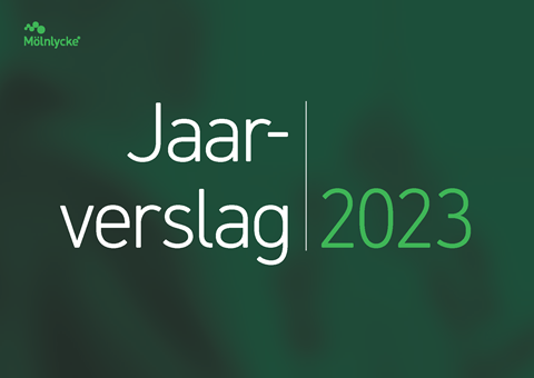 Cover van het geïntegreerde Mölnlycke jaarverslag 2023 